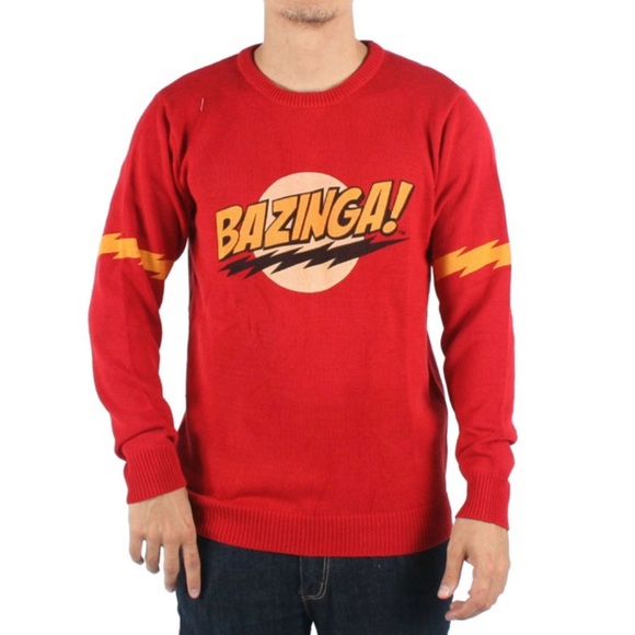 Retro Mens Big Bang Theory crewneck pullover sweater. Bazinga! Size XL. - Picture 2 of 5